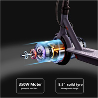 YUNQI U1 Scooter Eléctrico Urbano, Motor sin Escobillas de 350W, Batería de Litio, Aleación de Aluminio, Plegable, Impermeable, 25-30KM/H, Autonomía de 25-30KM