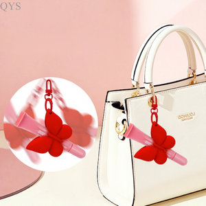QYS Butterfly Shape Plastic Keychain Lip Balm Holder <b>Cute</b> Pendant Carabiner <b>Keyring</b> Red Color - Product Image 4