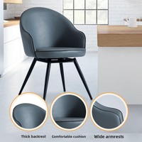 Chaise de salle à manger pivotante simple et moderne avec structure en métal et dossier rembourré en cuir pour la maison et l'hôtel, design de luxe léger