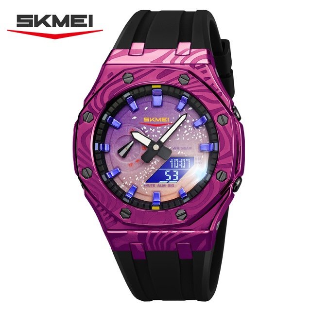 Direct Factory Skmei 2471 New arrival Unique Design Dual Time Digital Watch 5ATM Waterproof Silicone Strap Men Quartz Watches