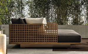 होटल लीजर गार्डन के लिए आधुनिक कबाना फर्नीचर सेट बबूल की लकड़ी का आउटडोर लाउंज सेट गोल विकर कुर्सी और सागौन की लकड़ी का सोफा - Product Image 4