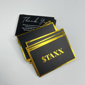 Custom Matte Black Thank You <b>Cards</b> Gold Foil Border Hot Stamping Logo Luxury Paper Apparel Boutique <b>Gift</b> Greeting <b>Cards</b> - Product Image 4