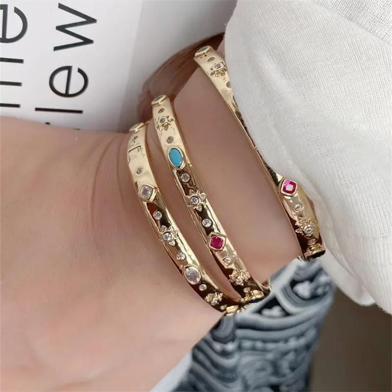 Bracelet minimaliste ajustable en or plaqué 24K, Simple et délicat en Micro Zircon pour femmes, fait à la main, nouveau, 2022