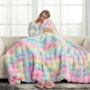 <b>Bubble</b> Faux Fur Throw Rabbit Plush Teddy Soft Blanket Winter Warm Cozy Fluffy Bed Couch Decor Luxury Gift for <b>Kids</b> Women - Product Image 4