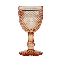 Gobelets Verres à Vin Gravés Couleur Diamant Rose Style Américain Moulés à la Machine Vintage 330 ml pour Mariage et Fêtes