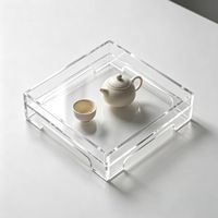 Présentoir carré moderne en acrylique transparent écologique SEO CORE pour service à thé avec plateau de rangement et support pour théière