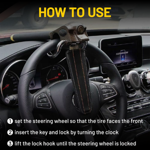 Vypart T-shaped Car Anti-Theft Anti-Drill Steering <b>Wheel</b> <b>Lock</b> <b>with</b> 3 Keys Foldable Steel for RVs/SUVs/Heavy Trucks - Product Image 6