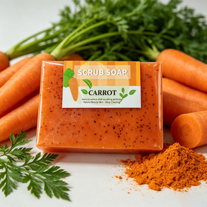 Savon à la carotte éclaircissant et blanchissant pour le visage et le corps, savon à l'acide kojique et au curcuma, fait main, OEM, étiquette privée, vente en gros - Product Image 1
