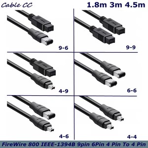 สายเคเบิล <span class=keywords><strong>FireWire</strong></span> 800 - <span class=keywords><strong>FireWire</strong></span> <span class=keywords><strong>400</strong></span> แบบ 9 พิน ต่อ 9 พิน, 6 พิน, 4 พิน และ 6 พิน ต่อ 4 พิน แบบ ILink IEEE 1394B - Product Image 1