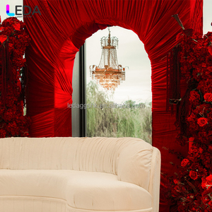 LEDA A red square backdrop <b>framed</b> pleated fabric drape is suitable for <b>wedding</b> party decorations - Product Image 4
