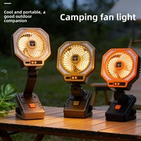 Ventilateur de camping multifonctionnel d'extérieur avec lumière LED, étanche IP67, lampe de bureau pliable portable, rechargeable pour tente