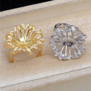 S925 Silver Bird's Nest Pendant Ring <b>Set</b> with Empty 10-12 Holder JG5463 Pearl Base <b>Bead</b> Caps Accessories JG5463 Accessory - Product Image 4