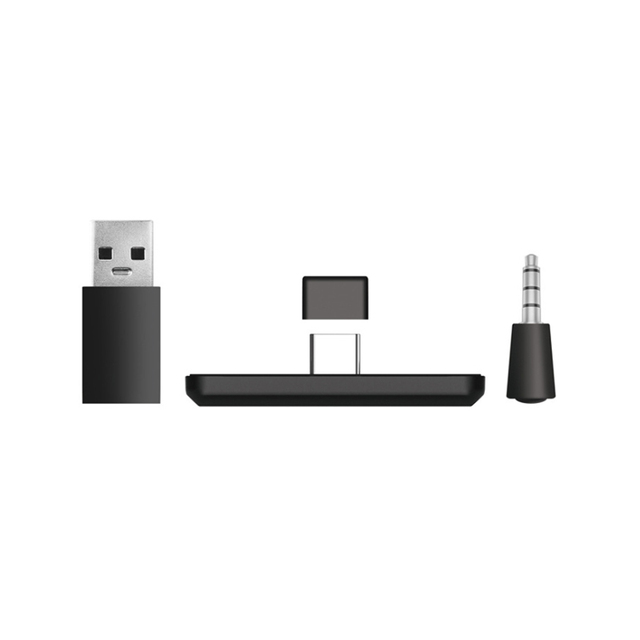 3.5mm Wireless 2.4G USB Adapter for for Joy-Con & for Controller with Headphone Mic Receiver Converter (Plastic)