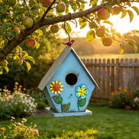 Nouvelle maison à oiseaux suspendue en métal rustique vintage avec motif floral, décoration de jardin extérieur