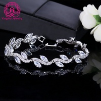 Mode CZ Bijoux Feuille Forme Brillant Blanc Zircone Bracelets Pour Femmes