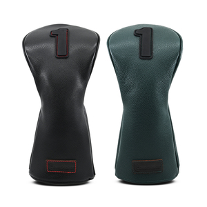 Housse de protection pour driver de golf en cuir véritable grainé, en cuir de vachette noir, en stock - Product Image 3