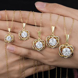 Collar InfinityLove con Colgante <span class=keywords><strong>de</strong></span> Corazón, Plata <span class=keywords><strong>de</strong></span> Ley S925, Chapado en Oro <span class=keywords><strong>de</strong></span> 14K, Joyería para Mujer, Diamante Moissanita VVS <span class=keywords><strong>de</strong></span> 1-5 Quilates - Product Image 2