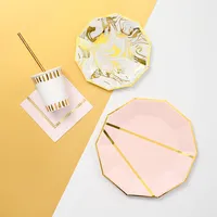Ensemble de décorations de fête de mariage DAMAI personnalisées, fournitures pour fête de mariage, vaisselle jetable dorée, décorations de table