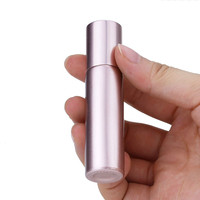 Flacon de parfum en verre rose doré de 10 ml, flacons à bille en acier inoxydable pour huile essentielle