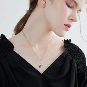 Ciondolo delle maldive mappa dell'isola collana pendente barra diritta 925 gioielli in argento Sterling smalto - Product Image 3