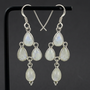 Pendientes Clásicos de Gota de Agua con Piedras de Ópalo en Plata Tibetana Plateada para Mujer, Joyería de Boda - Product Image 2