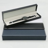 En stock boîte de montre rectangulaire en cuir PU boîte d'affichage d'emballage de capacité de montre unique avec matériau intérieur polaire de perle