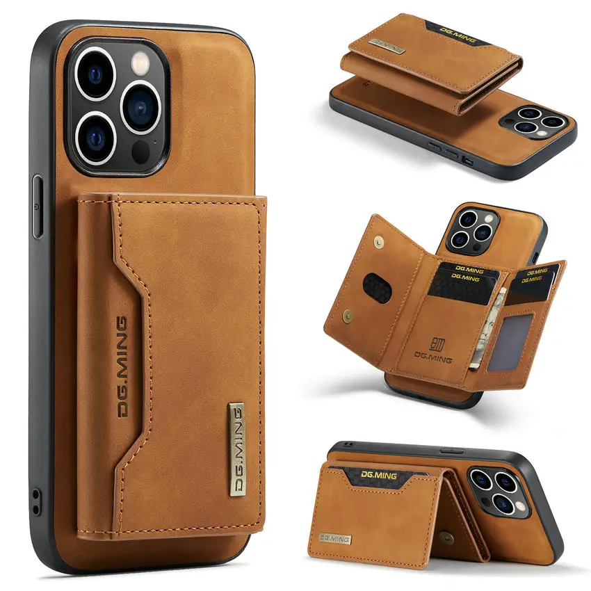Sarung ponsel dompet mewah saku kartu magnet, dapat dilepas untuk Iphone 12 13 14 15 Pro Max