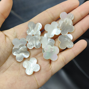 Piedras Preciosas de Concha Natural Blanca, Joyería de Trébol de Cuatro Hojas, Cuentas Sueltas de Concha de Nácar - Product Image 2