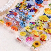 10Pac/pack Kleurrijke Bloem Nagel Transfer Folie Stickers Roos Zonnebloem Daisy Bloemen Nail Art Folie Decals DIY Manicure Nagelsalon