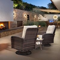 Ensemble de meubles de jardin rotatifs en osier de luxe avec coussins, table et chaises, idéal pour véranda, balcon, terrasse