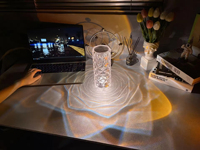 Lampe de table décorative en cristal de style moderne, rose, avec détection avancée, recharge, veilleuse créative, cadeau pour l'ambiance de la chambre
