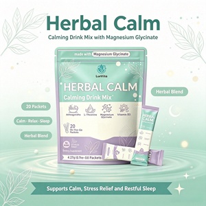 Super Calm Drink Mix Ashwagandha L-Teanina Magnesio Glicinato Sin Azúcar 20 Sobres Suplemento Calmante para el Estrés y el Sueño - Product Image 1