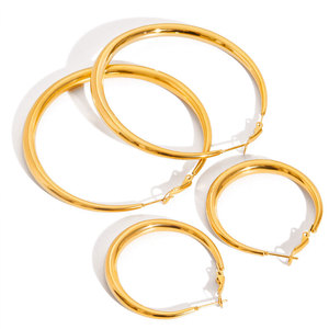 Pendientes al por Mayor, Acero Inoxidable 316L, Chapados en Oro de 14k y 18k, Joyería Fina de Moda, Pendientes de Aro Grandes para Mujer - Product Image 4