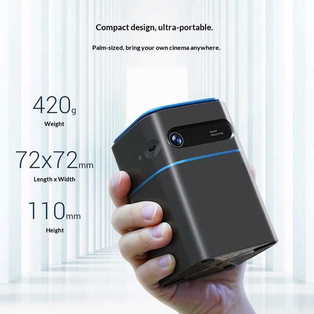 Factory Direct D042 Smart Android 9.0 Wireless Portable Mini Outdoor Travel DLP LED Projector 480P 120ANSI Lumens 2G RAM 4K