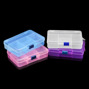 Transparent Plastic Jewelry Box 5 Grids 14.4x10x3.4cm Hard <b>Shell</b> Storage Organizer For Accessories Solid Color - Product Image 3
