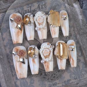 Uñas acrílicas de lujo hechas a mano al por mayor, uñas postizas acrílicas de cobertura completa, etiqueta privada, uñas postizas de alta calidad - Product Image 2