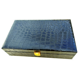 Boîte avec logo personnalisé en gros Boîte en bois texture crocodile pour cadeaux Paquet de stockage de montres bijoux de luxe Boîtes en cuir PU - Product Image 1