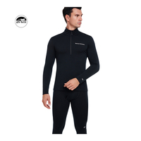 100% laine mérinos vêtements chauds quantité minimale de commande bas GECKO MASTER Heather Grey hommes haut hommes à manches longues demi-fermeture éclair hommes sous-vêtements longs