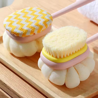 Haute qualité 2-en-1 exfoliation Massage corps douche boule brosse poils doux longue poignée nettoyage Bush