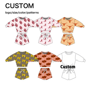 Conjunto de Dos Piezas, Sudadera y Pantalones Cortos de Algodón para Niños, con Estampado de Letras, Precio de Fábrica al por Mayor, Logotipo Personalizado, Traje Deportivo Suave - Product Image 1