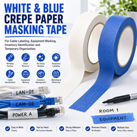 Cinta de Papel Crepé Acrílica para Etiquetado de Cables Industriales, Marcado de Equipos, Identificación de Inventario, Temporal