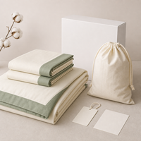 Ensemble de housse de couette en percale 100% coton personnalisé, 3 pièces, ensemble de literie ivoire avec bordure contrastée et taies d'oreiller à rabat