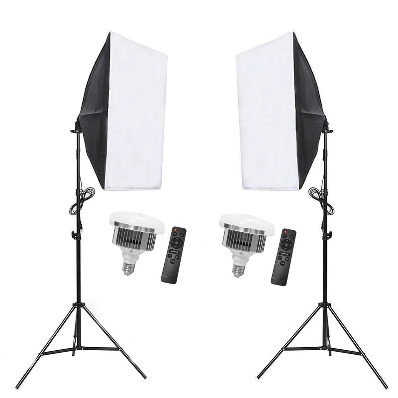 Softbox पेशेवर फोटोग्राफिक स्टूडियो आसान मुड़ा 50*70CM नरम बॉक्स के साथ 2M प्रकाश खड़े हो जाओ और मशरूम बल्ब