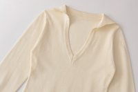 Haut en maille polo boutonné à manches longues MYST&ZA pour femme, nouvelle collection automne 2026, élégant et tendance 1058804