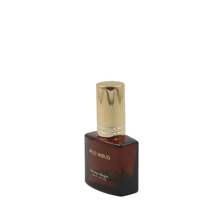 10ml Male Woman Elegant Screen Printing Empty Brown Perfume Bottle with UV Gold Cap and Sprayer