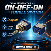 Interrupteurs à bascule momentanés SZGOZIE Mini ON-OFF-ON 6A125V MTS-103 3 broches 3 positions en laiton pour équipement électrique