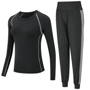 卸売 カスタム レディース 大人用 <span class=keywords><strong>2</strong></span>ピース 春 カラーブロック スポーツセット 長袖 ヨガ ランニング フィットネス ポリエステル スパンデックス - Product Image 4