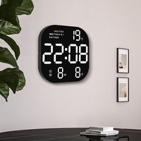 Horloge murale LED Huayang 6633 tendance pour salon, affichage de la date, de la température et du temps, grand écran haute définition, étanche