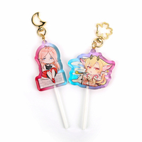 Vograce – porte-clés personnalisé en acrylique transparent avec Logo de dessin animé, porte-clés de sucette, porte-clés holographique