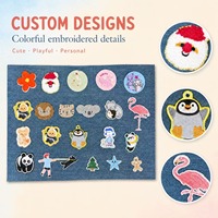Patchs brodés mignons de dessins animés, appliques personnalisées en cuir et denim, à thermocoller ou à coudre, accessoires vestimentaires en gros